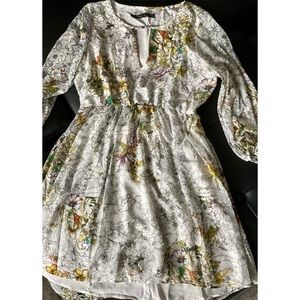 Zara Floral Knee-Length Long-Sleeve Dress